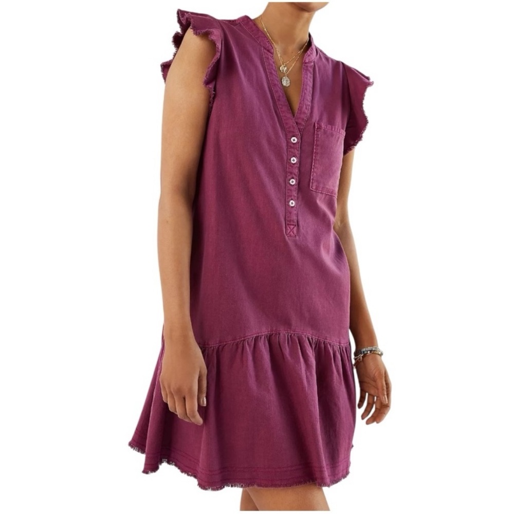 Pilcro Flounced Tunic Dress in Plum Size M